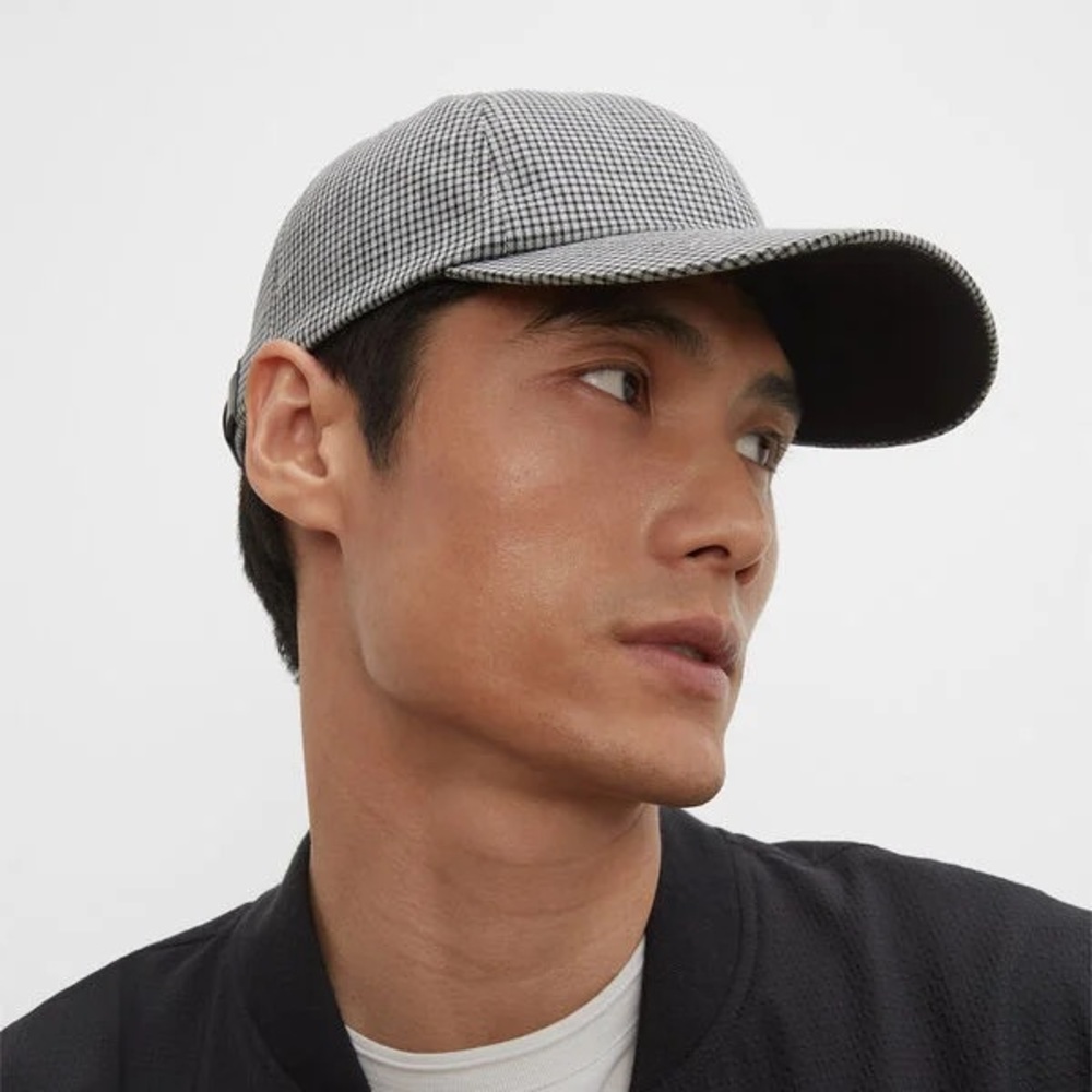 Club Monaco Black and White Checkered Hat